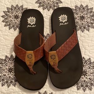 Yellow box flip-flops